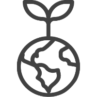 line drawing of a sprout growing from the top of Earth